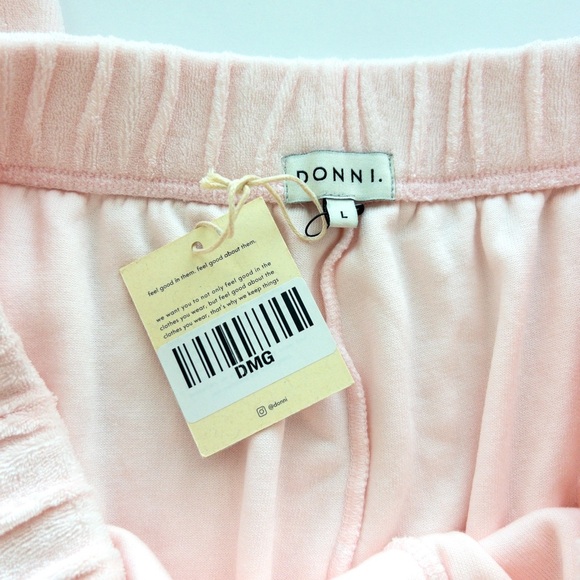 NWT DONNI. Terry Joggers Sweatpants Light Pink Size Large - Picture 11 of 12